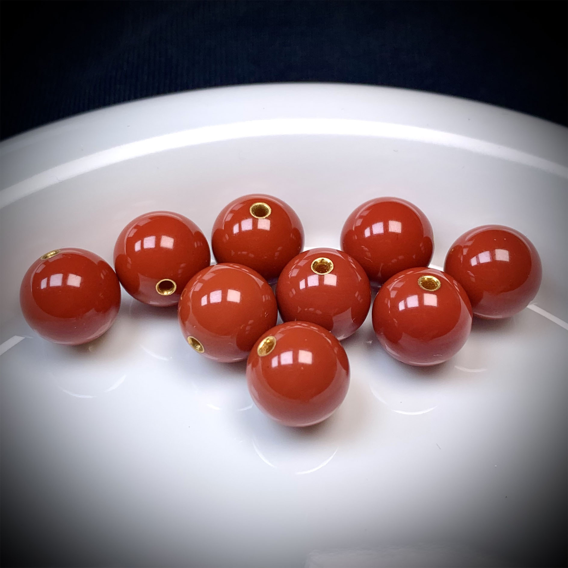 【旷野珠宝】天然瓦西南红精品经典圆珠镶管全品满色满肉配饰配珠