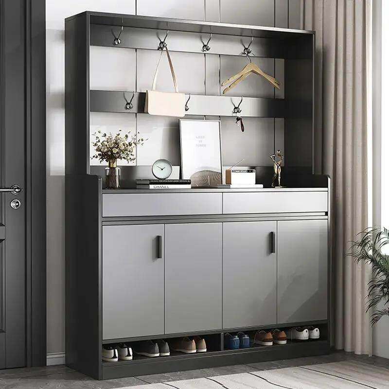 鞋柜一体衣帽架家用门口2025新款入户进门靠墙玄关柜收纳柜储物柜