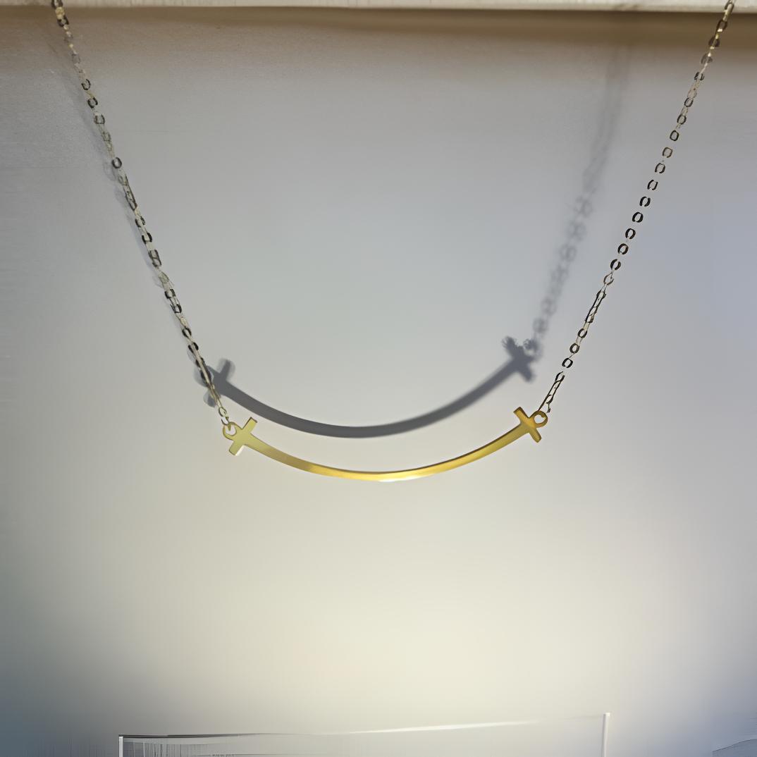 18k黄金金色笑脸项链素款时尚简约气质轻奢经典百搭