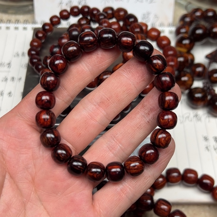 降真香手串/手链海南红降0910老型黑金满纹