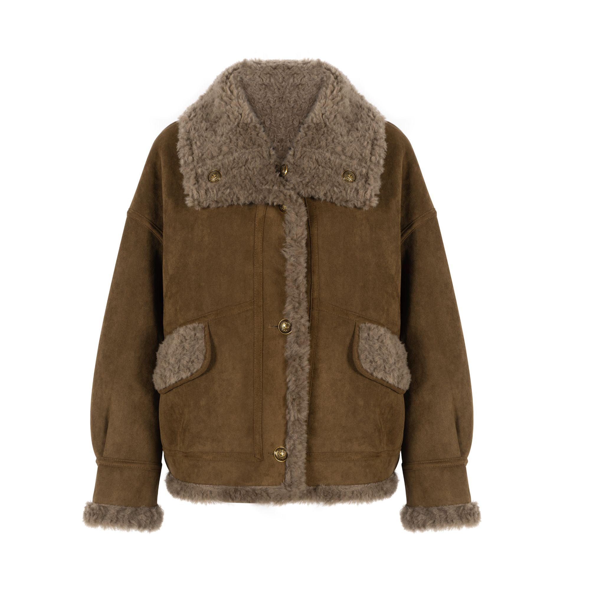 One Half Of * 2025秋冬新款咖色双面穿皮毛一体外套