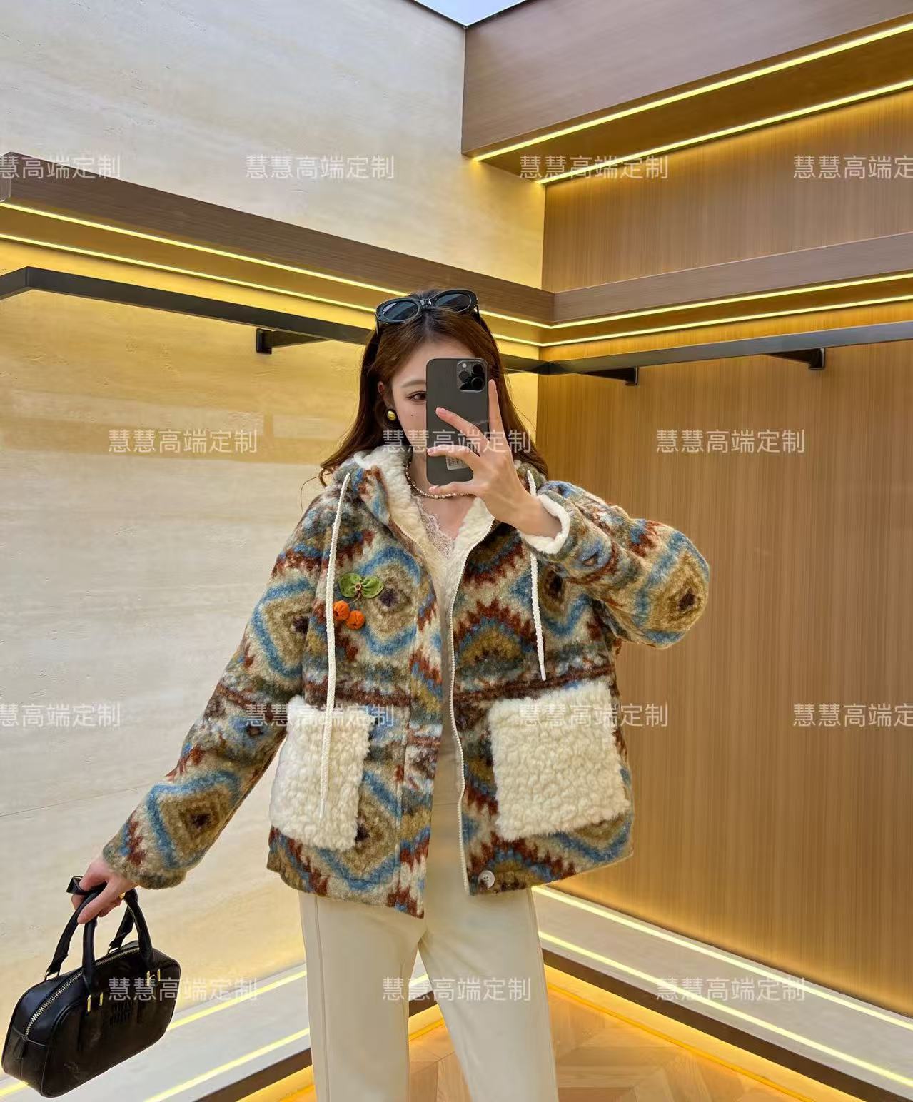 【慧慧】毛毛外套女高级感2025新款毛绒加厚连帽小个子 D2