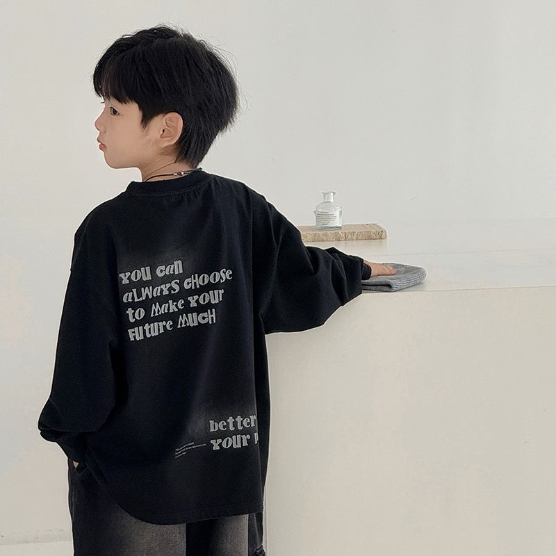 男童春秋款长袖t恤2025新款大童秋季帅气儿童上衣男孩秋装打底衫T