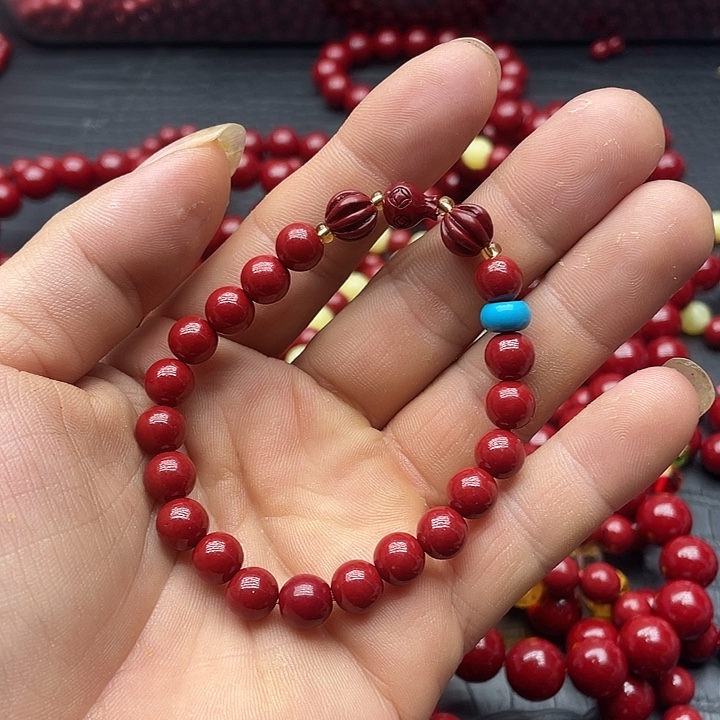 天然辰砂8米朱砂手链