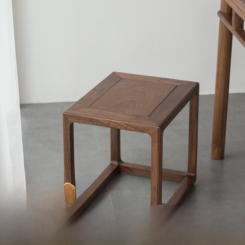 线凳新中式榆木小凳子茶凳泡茶实木方凳休闲矮凳小短凳禅意木凳