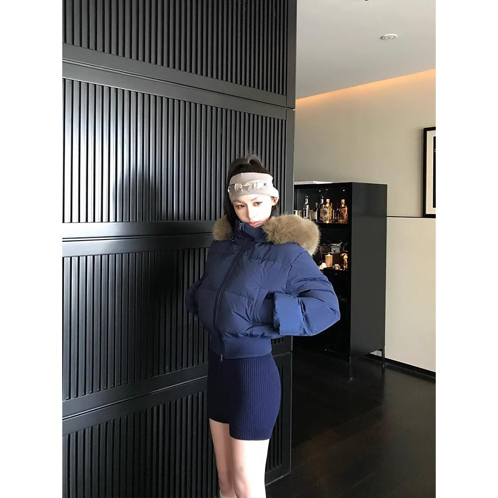 冬季大毛领连帽短款服女秋冬2025爆款高级感显瘦保暖面包服棉袄