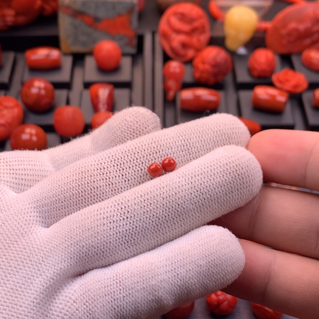 南红玛瑙未镶嵌【传仁】川料原矿满色满肉老型对珠4mm