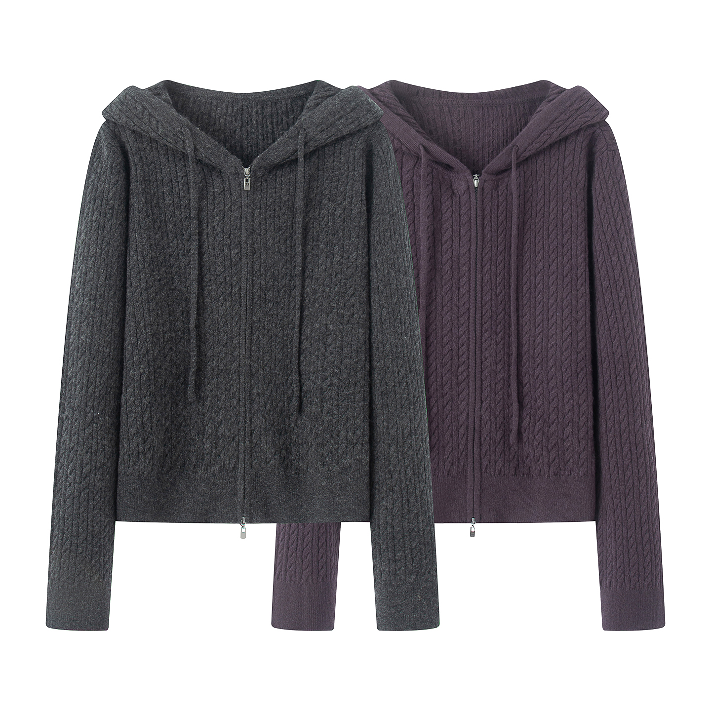 7166{艾}2025女装冬季新款简约休闲连帽针织衫毛衣出游服装女上衣