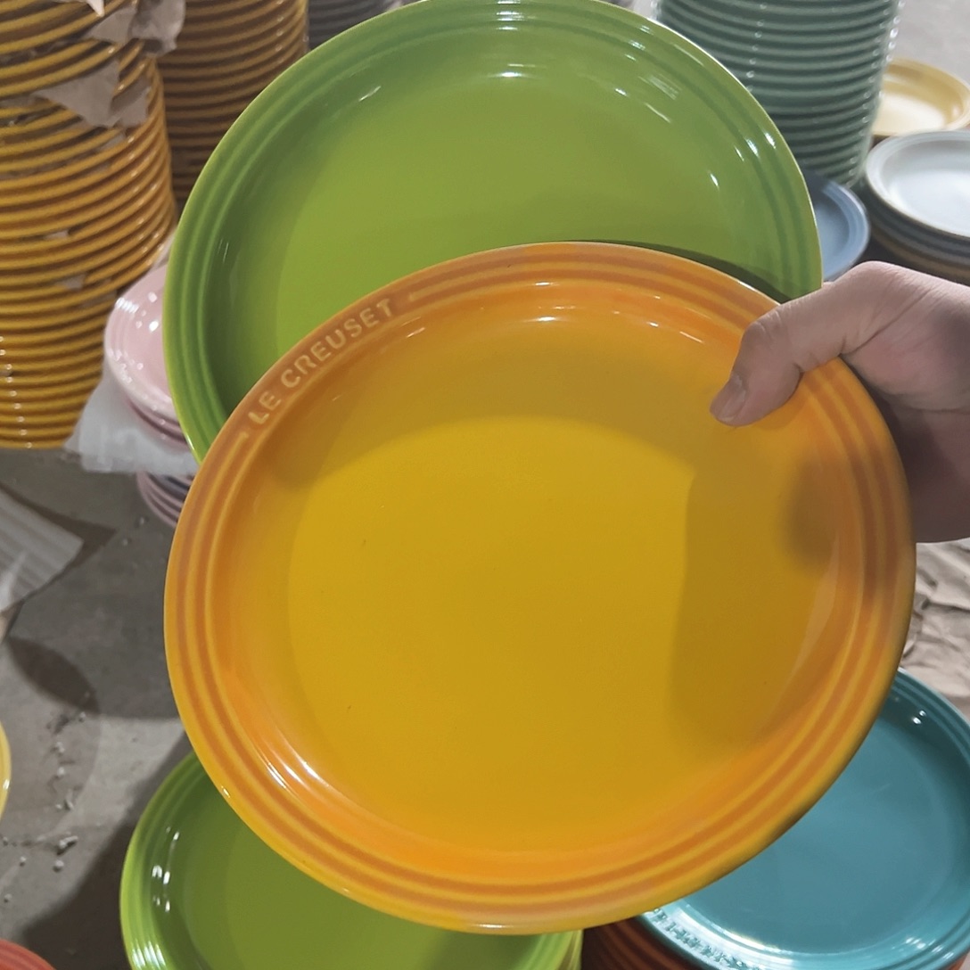 陶瓷 大牛排 果绿色 深黄色