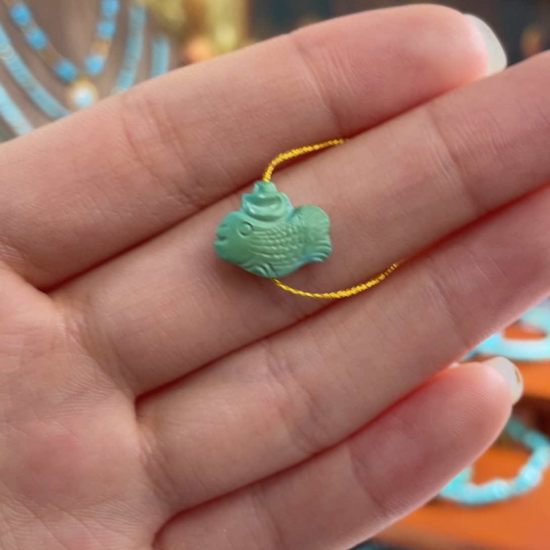 绿松石未镶嵌珠宝半成品绿松石鱼12.8+