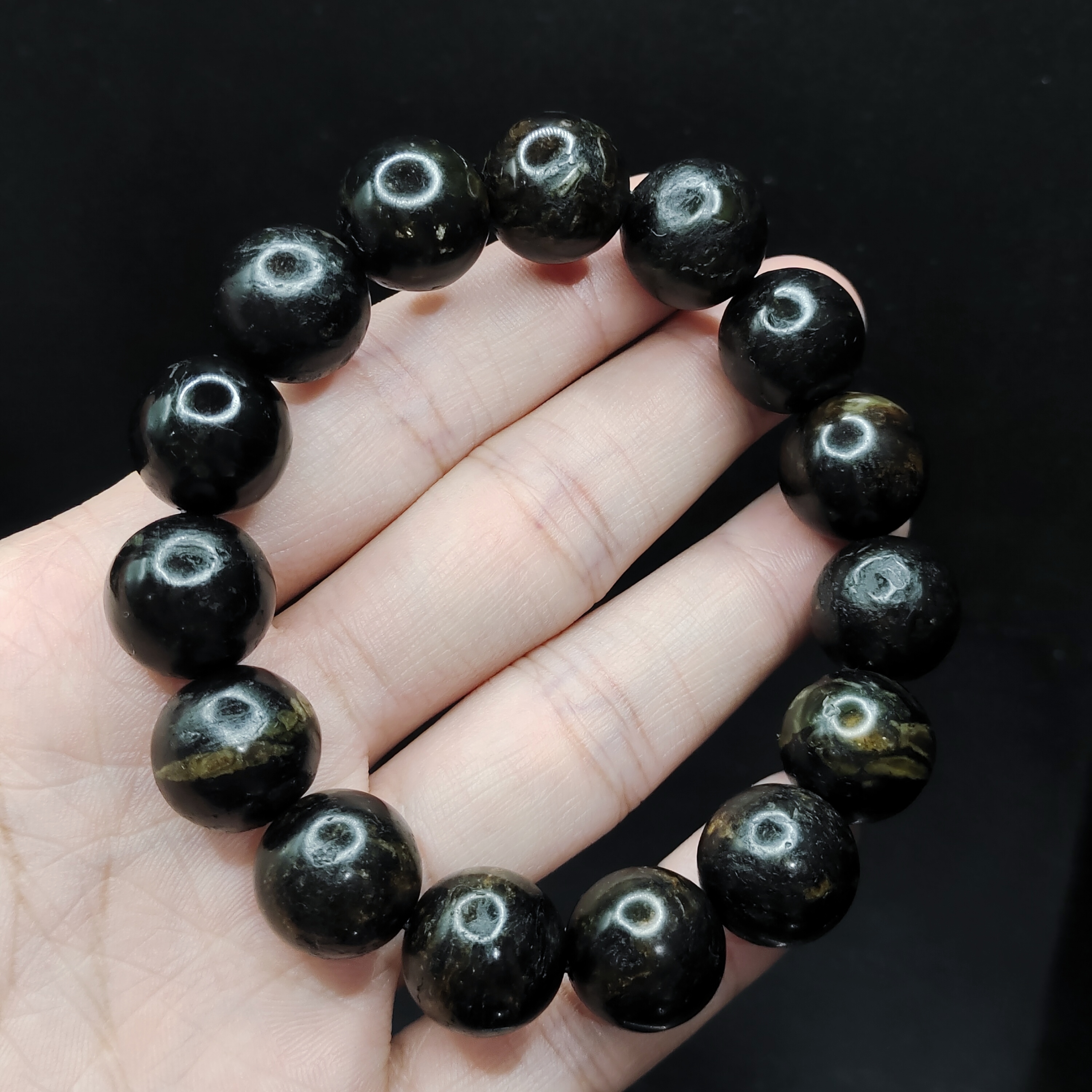 【老三珠宝】乌兰花琥珀单圈手串SY06【多样性发其一】约14mm+