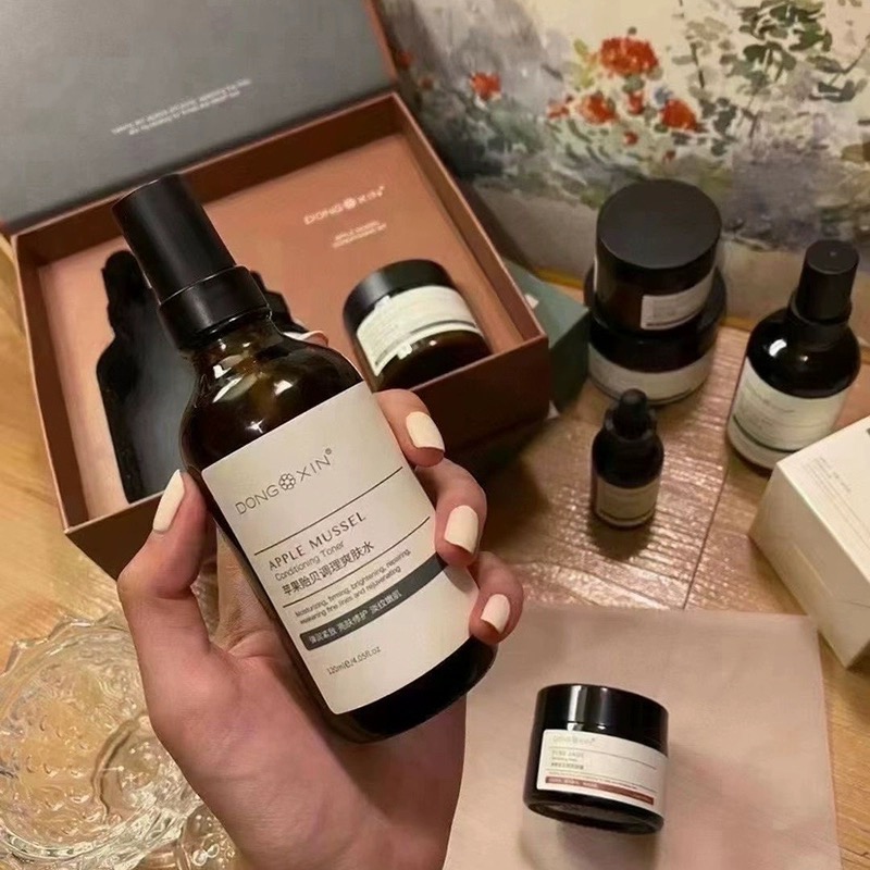 官方正品董欣苹果干贻贝精萃调理爽肤水精华液补水面霜修护敏感