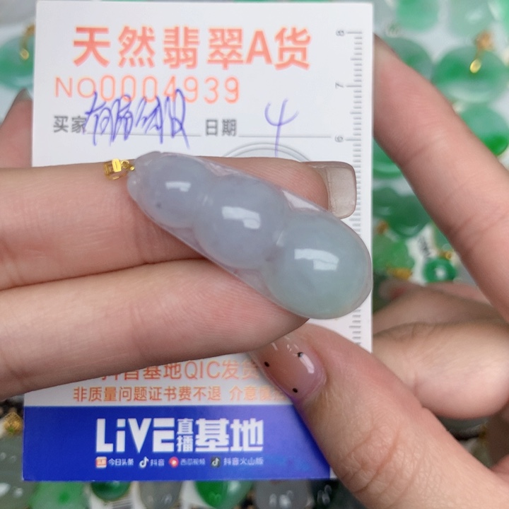 翡翠18K金镶嵌颈饰豆子