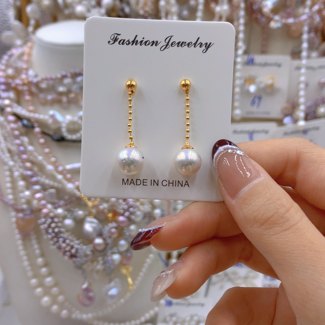 淡水珍珠耳饰银S925镶嵌