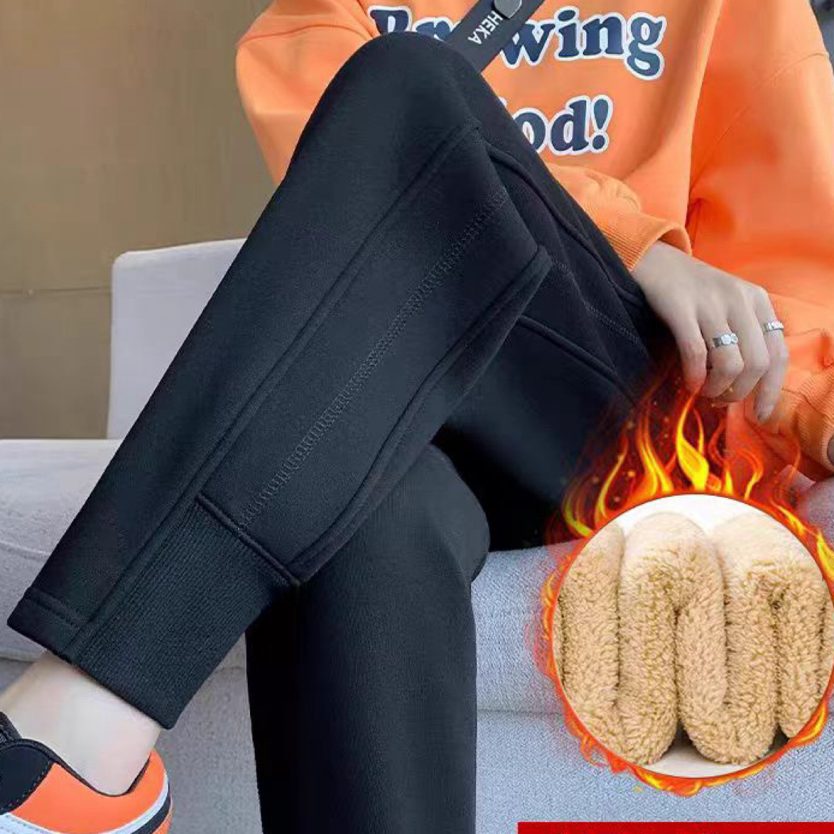 加绒运动裤秋冬外穿保暖哈伦2025新款羊羔绒裤子加厚休闲卫裤