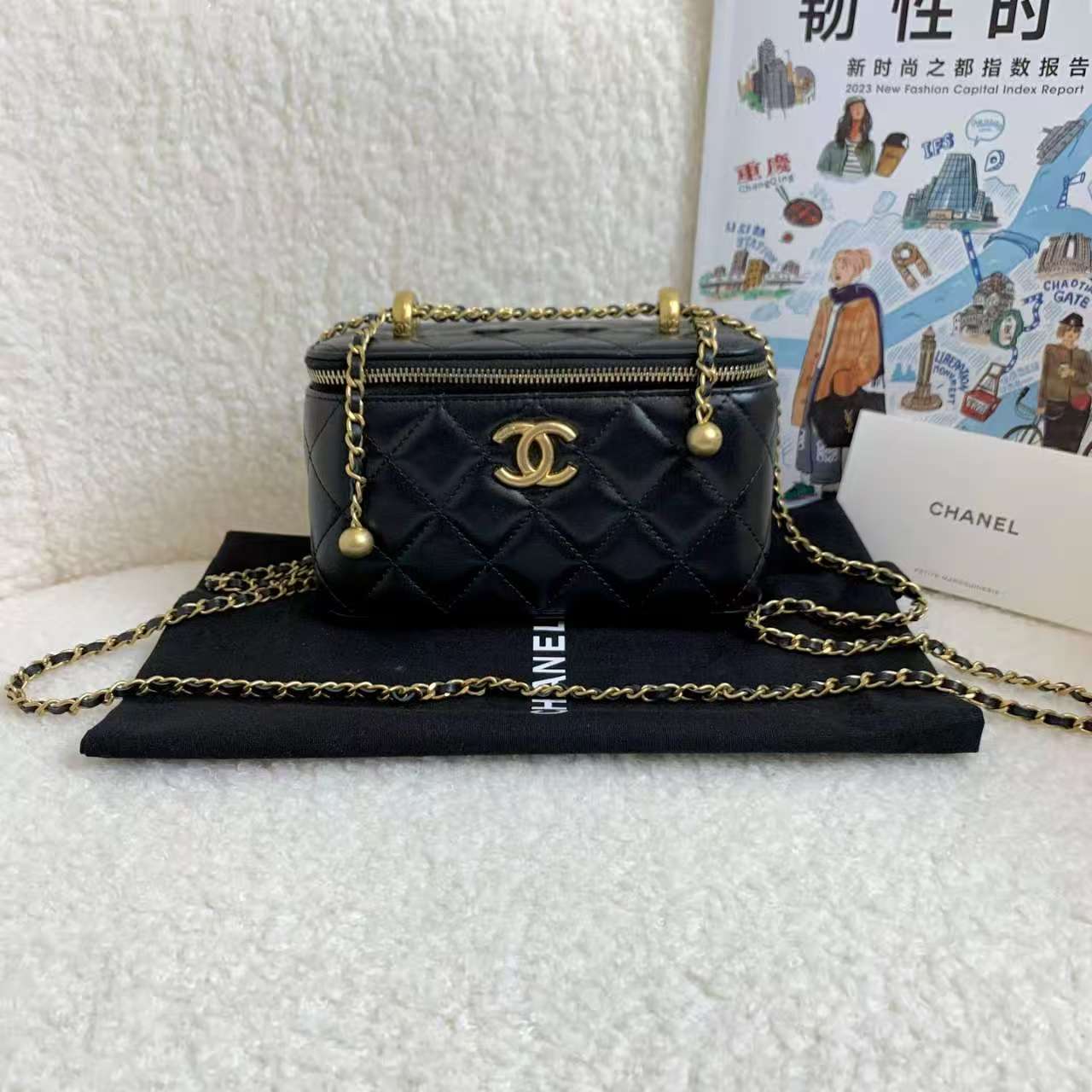 99新 Chanel/香奈儿 黑金双金珠长盒子/45195408/ 12期/代卖服务