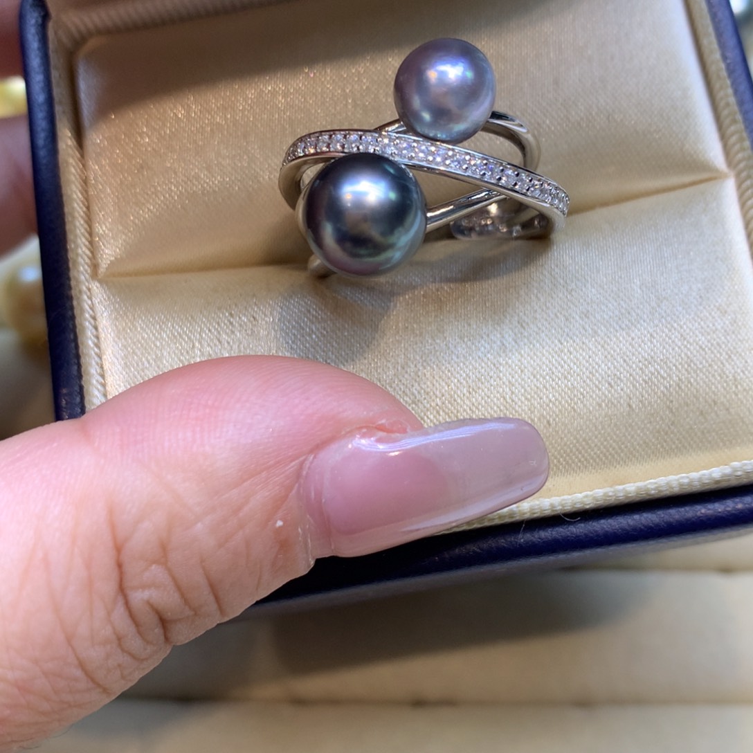 银S925镶嵌戒指海水珍珠