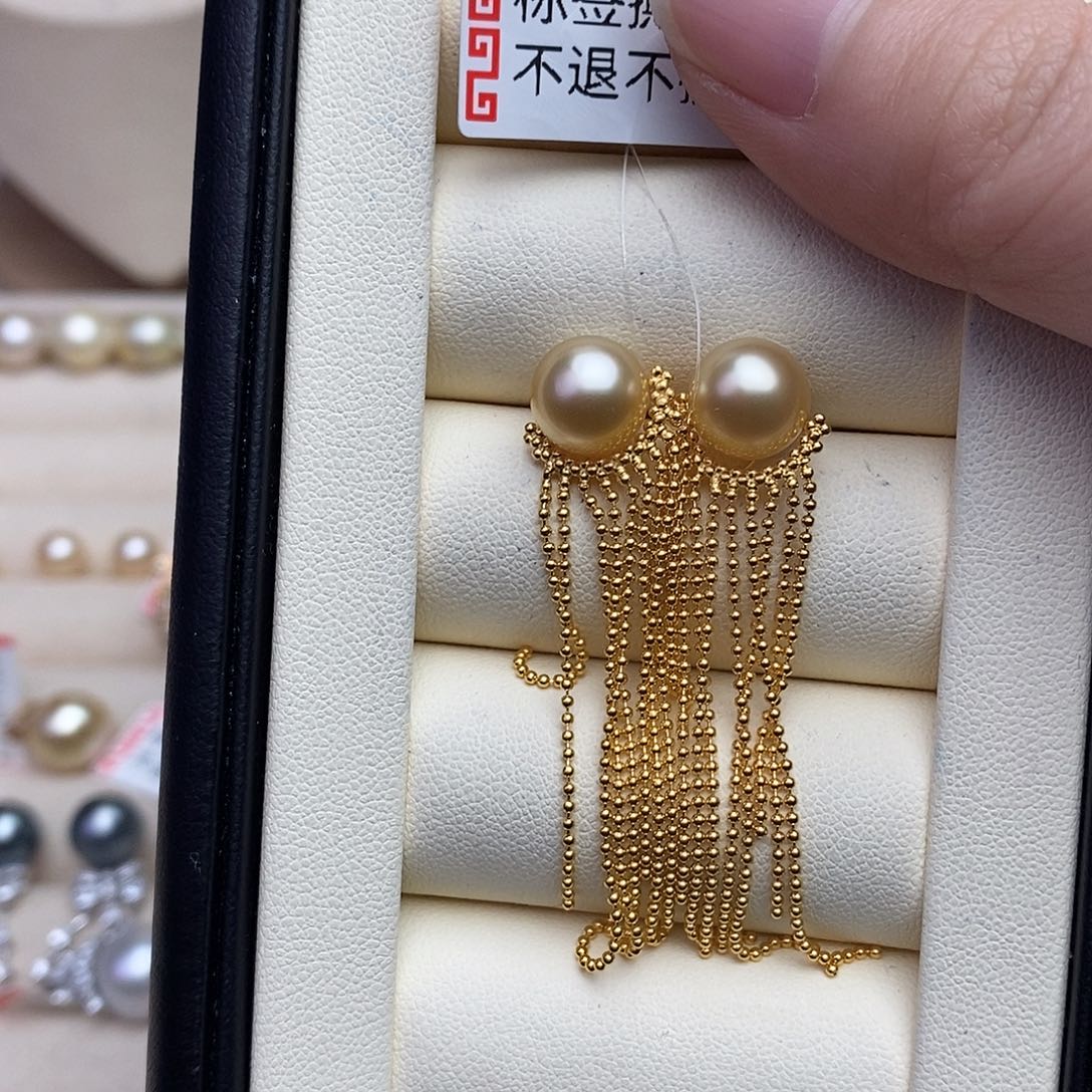 海水珍珠耳饰银S925镶嵌