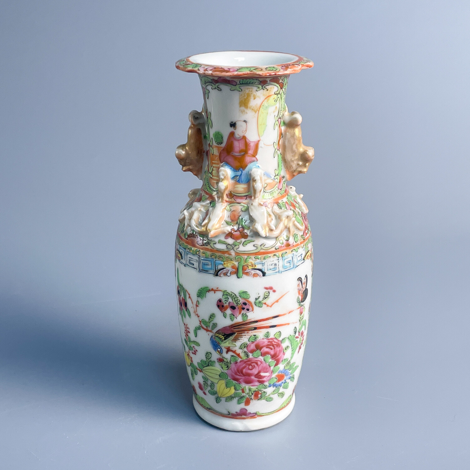 清光绪广彩人物堆塑螭龙纹瓶-M25LR002D89-02