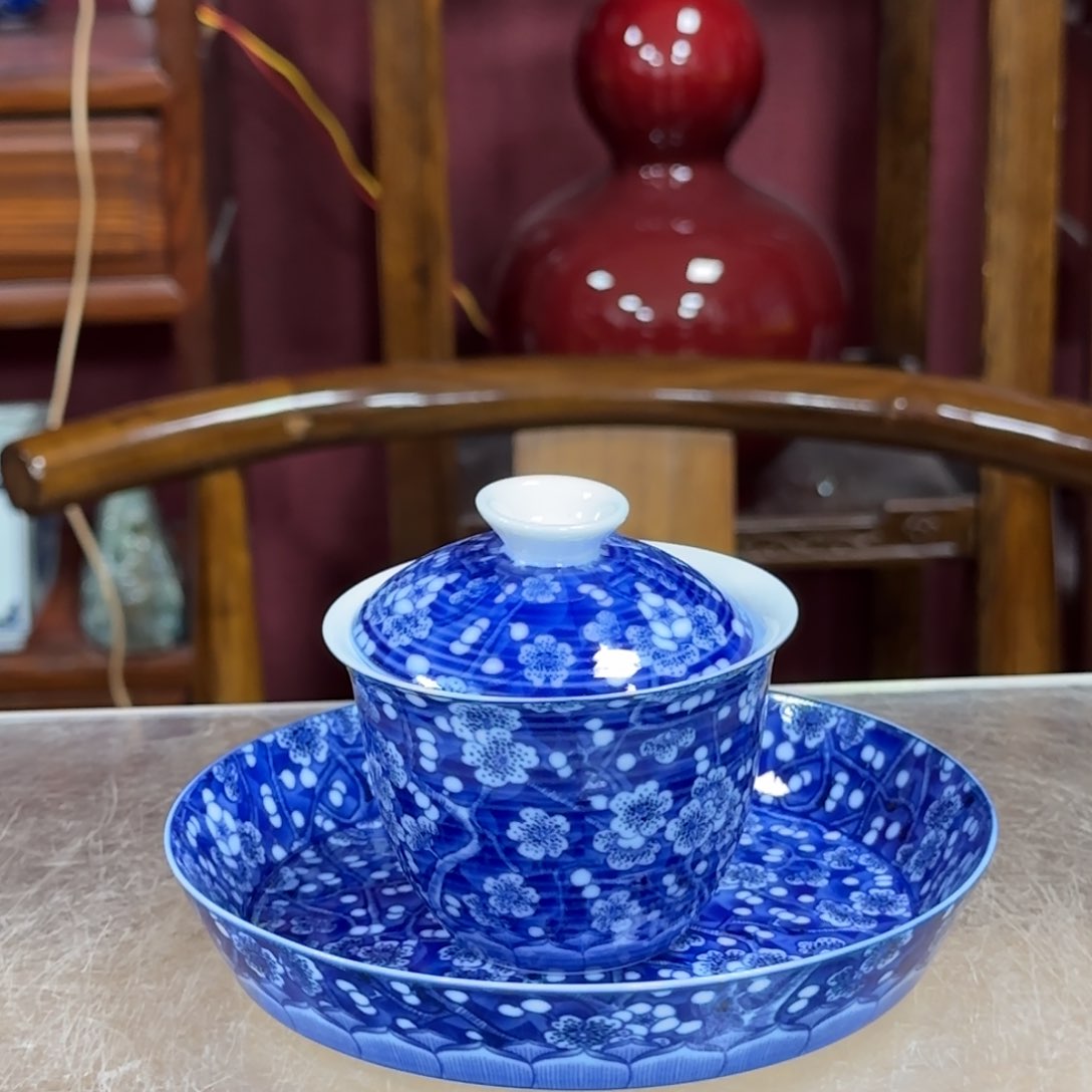 瓷片三才盖碗景德镇陶瓷