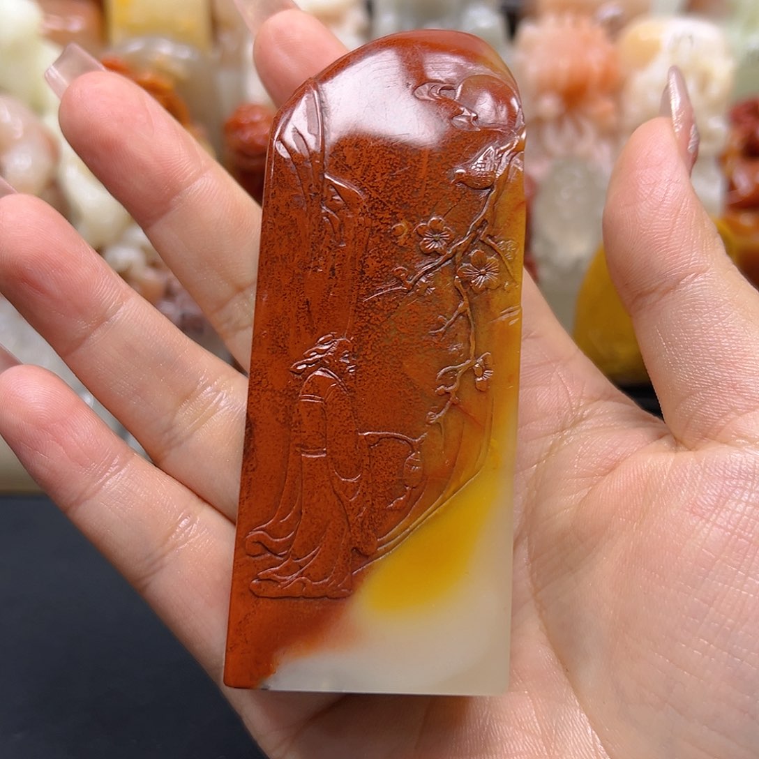 寿山石可****1印章雕刻工艺