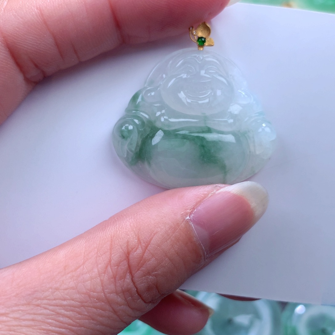 翡翠吊坠(不含链)18K金镶嵌