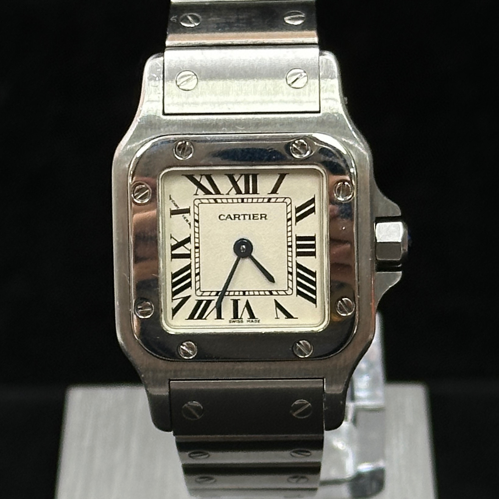 95新 Cartier/卡地亚 山度士系列W20056D67精钢石英单表 15048