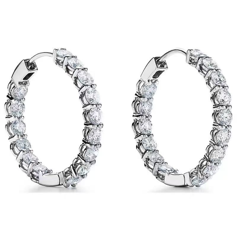 实验室培育钻石18K金中号圈圈耳饰 CZ (定制品质48小时鉴赏期)