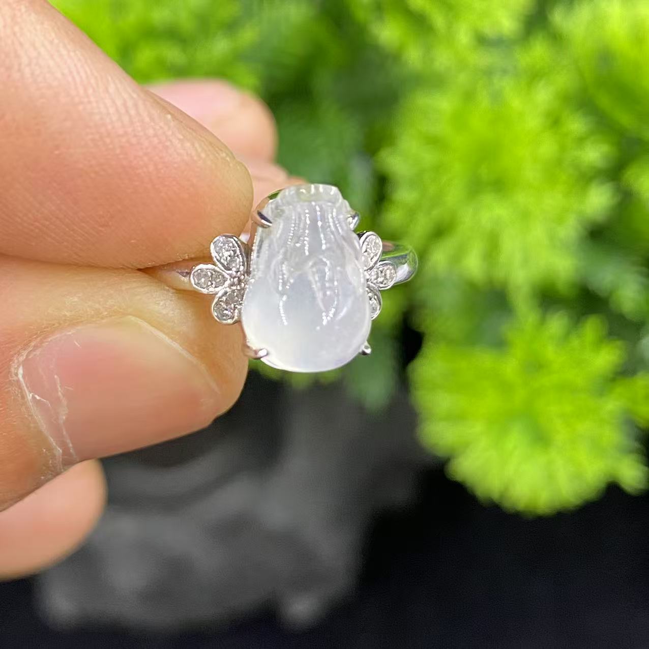 新春大集翡翠戒指18k金镶嵌戒指6667-2