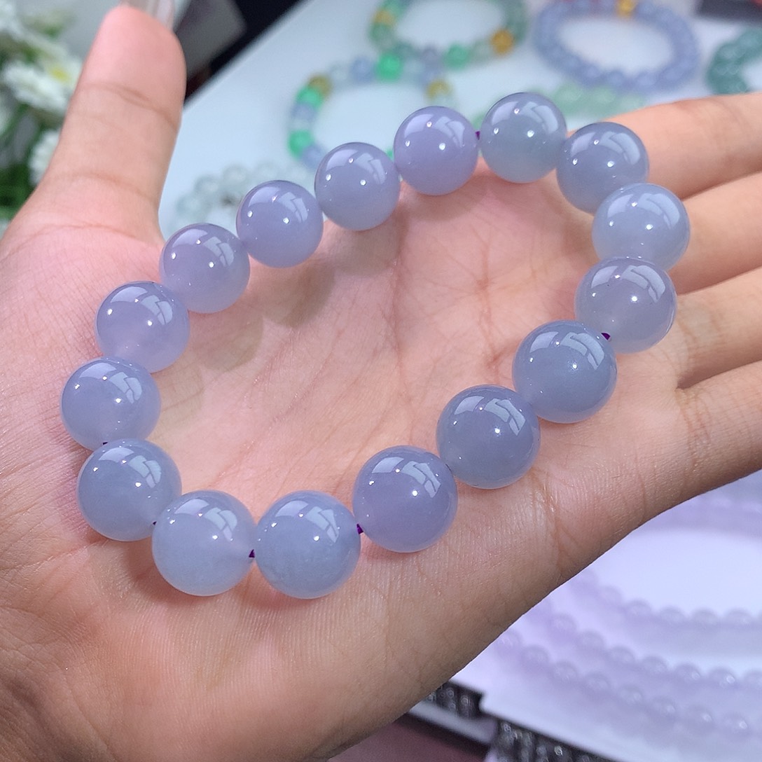 翡翠未镶嵌手链紫罗兰手串