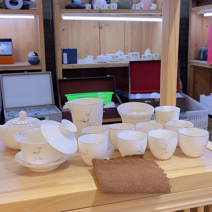 竹节高升羊脂玉套装