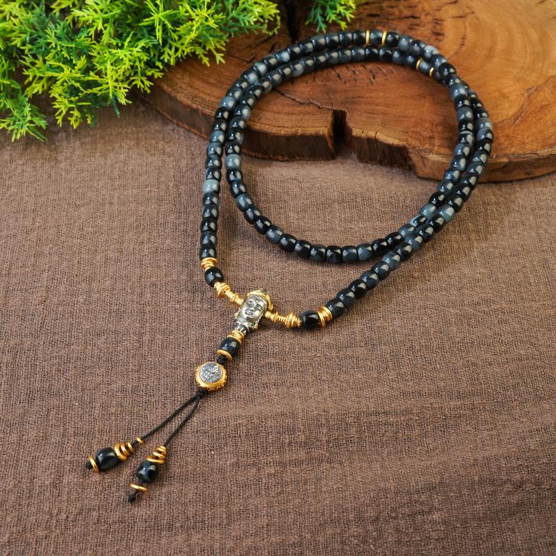 【香掌柜】阿拉玛斯直切珠和田玉青花多圈手串（发一件）