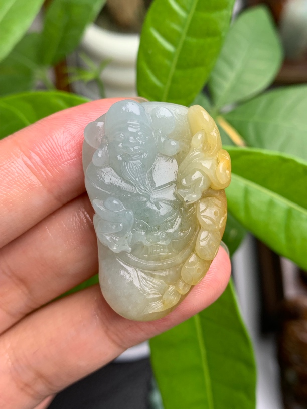 天然缅甸翡翠A货毛货俏色财神