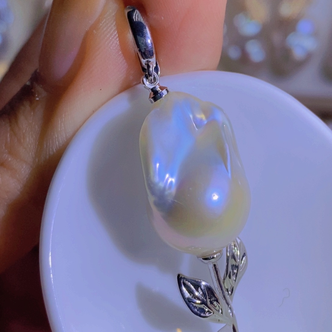 银S925镶嵌天然淡水珍珠淡水珍珠