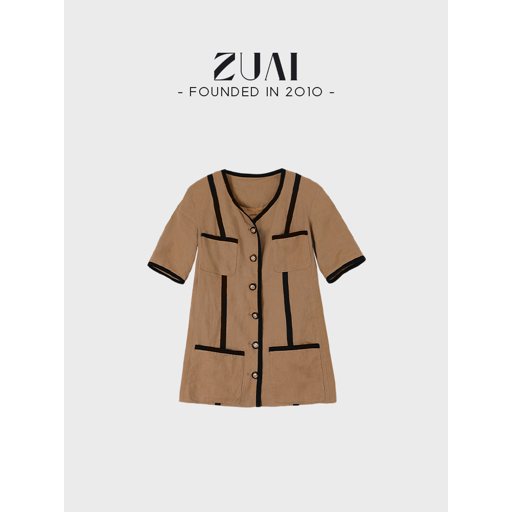 【100亚麻黑金小香外套】气质名媛复古时髦通勤上衣W23BJ6027