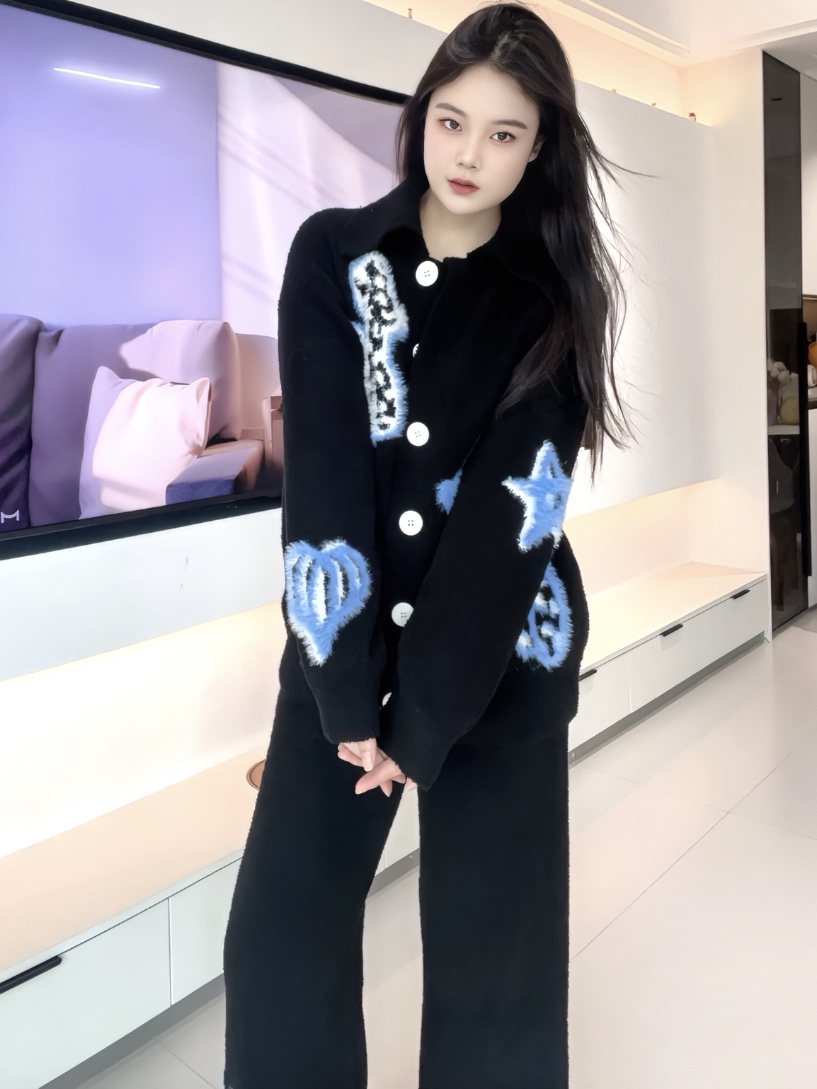 同款可外穿半边绒家居服女套装2025新款秋冬季时尚百搭保暖睡衣