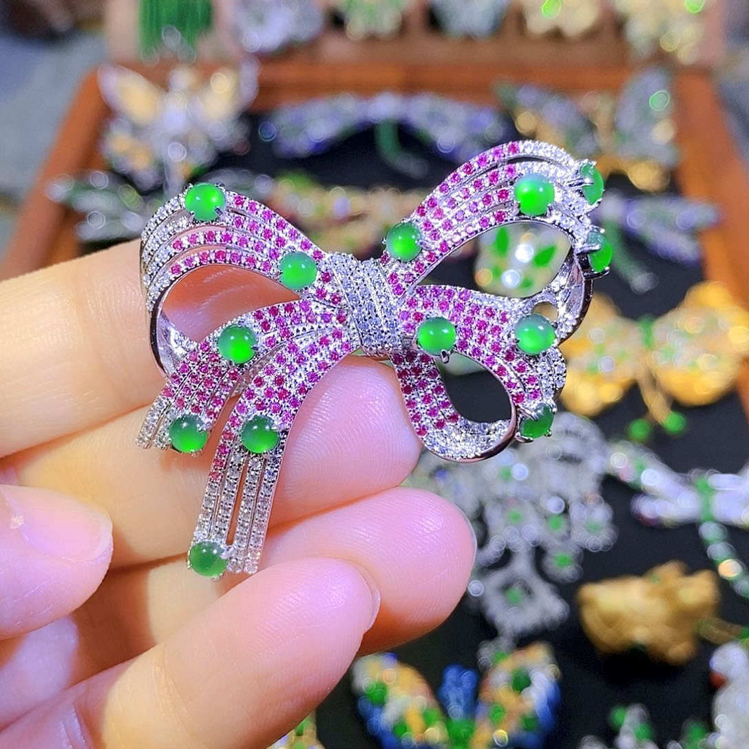 吊坠(不含链)银S925镶嵌翡翠