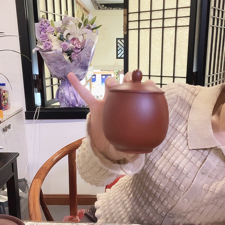 紫砂茶罐 红袍泥料