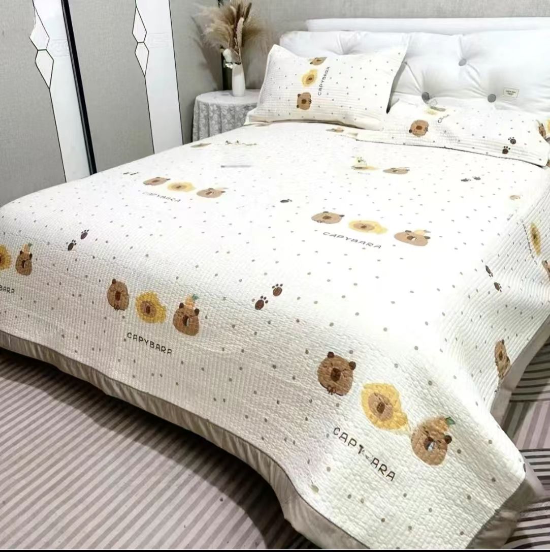 【工厂直发】绗缝水洗棉床盖加厚盖毯