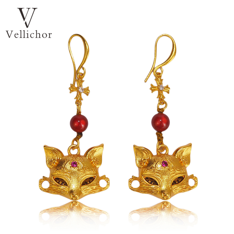 铜合金耳饰 国风原创设计文艺狐狸耳钉女轻奢时尚耳环