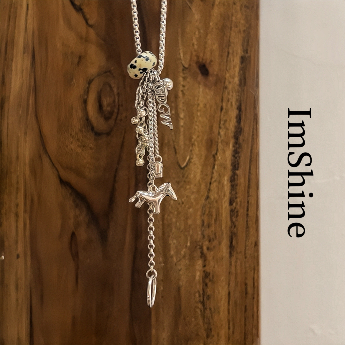 铜合金项链 朋克小马·小众银色高级长款东小香毛衣链dx12