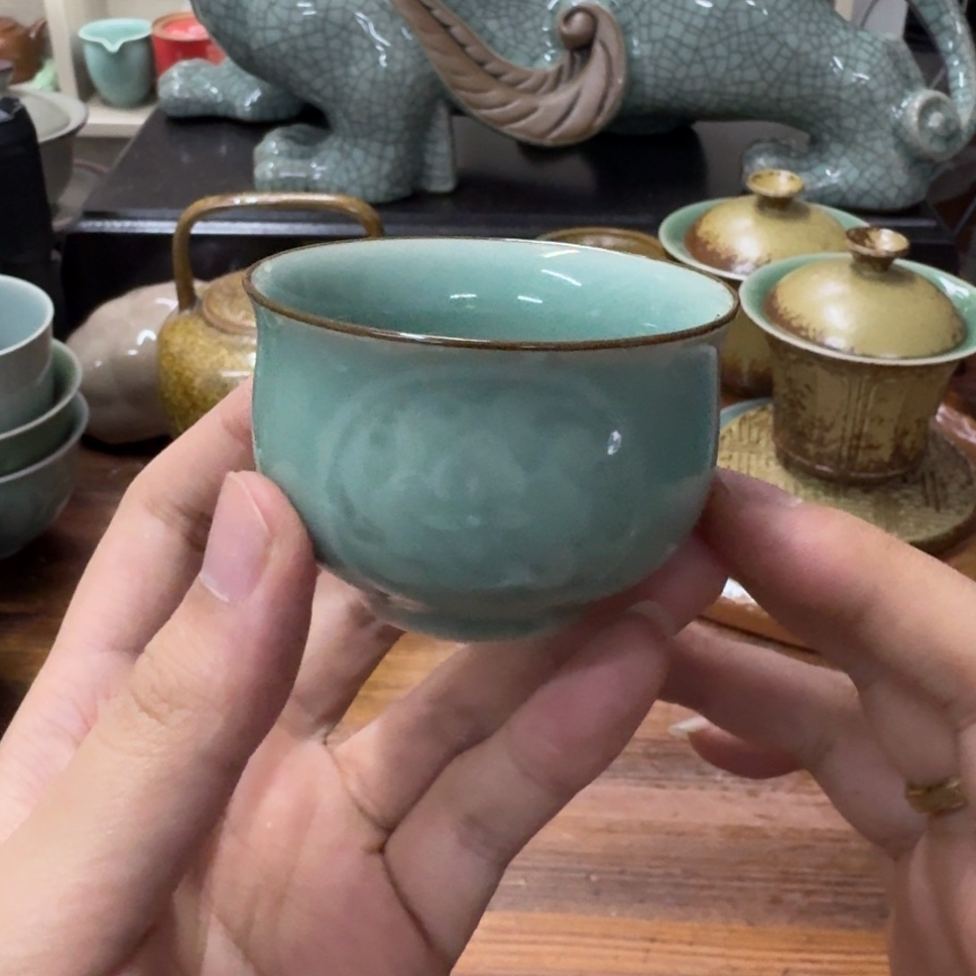 龙泉青瓷茶具微瑕6601