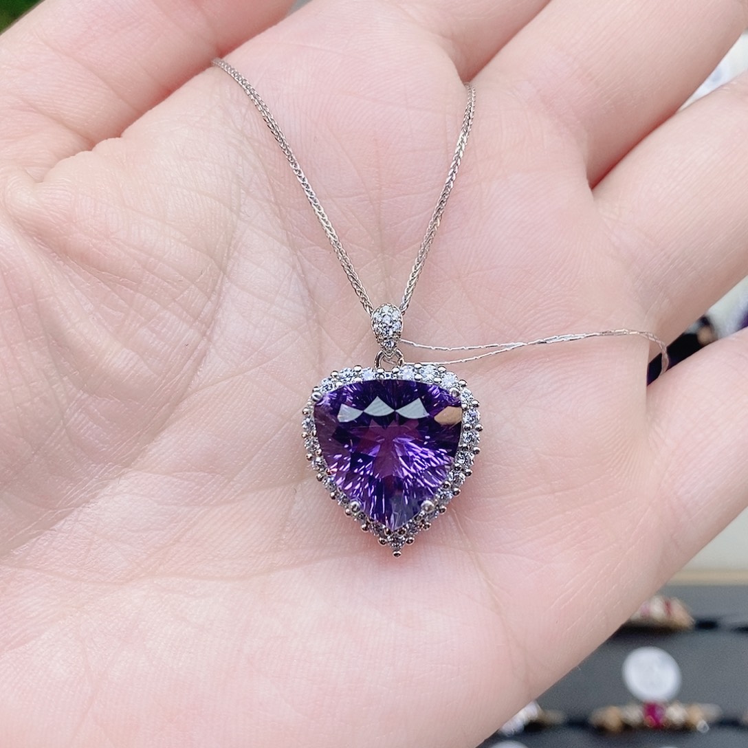 银S925镶嵌吊坠(赠链)紫晶