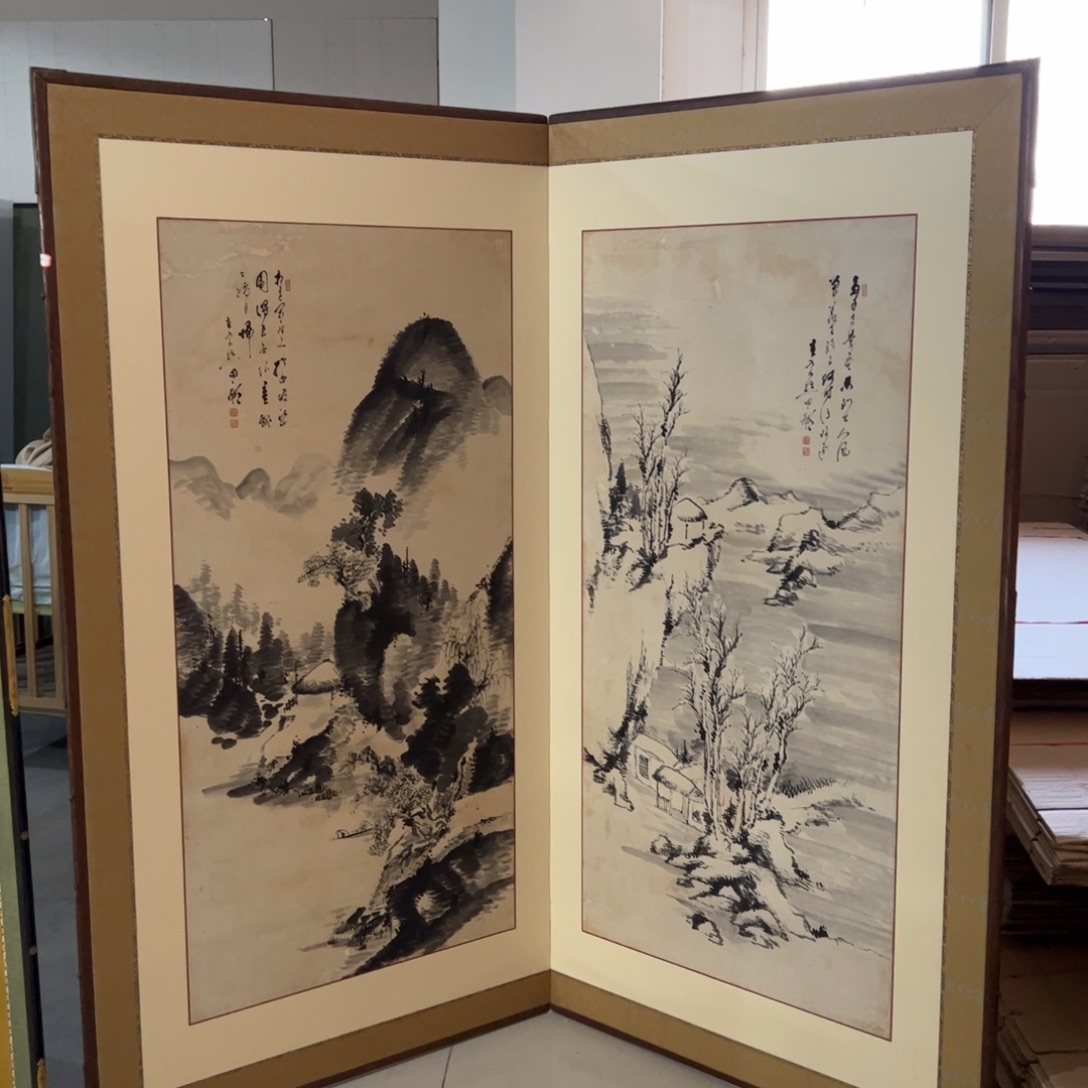 绘画屏风框画茶空间设计