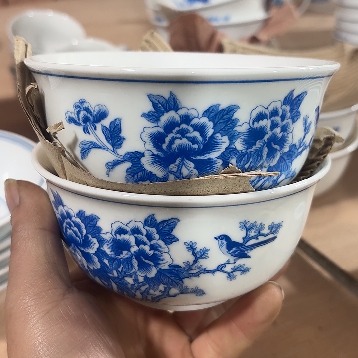 陶13公分米饭，碗，米饭，碗，两个微瑕