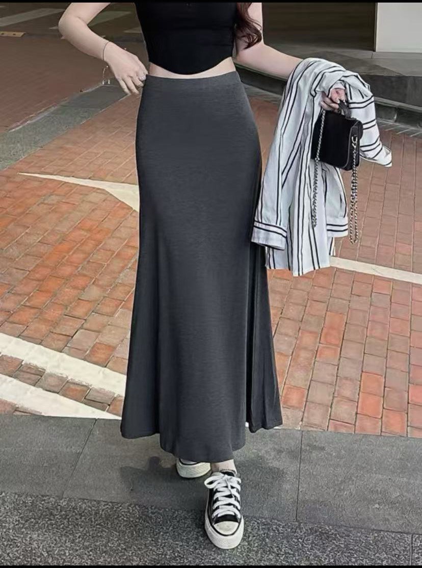 281 半身裙女鱼尾裙夏季修身百搭A字裙显瘦垂感包臀裙半身长裙