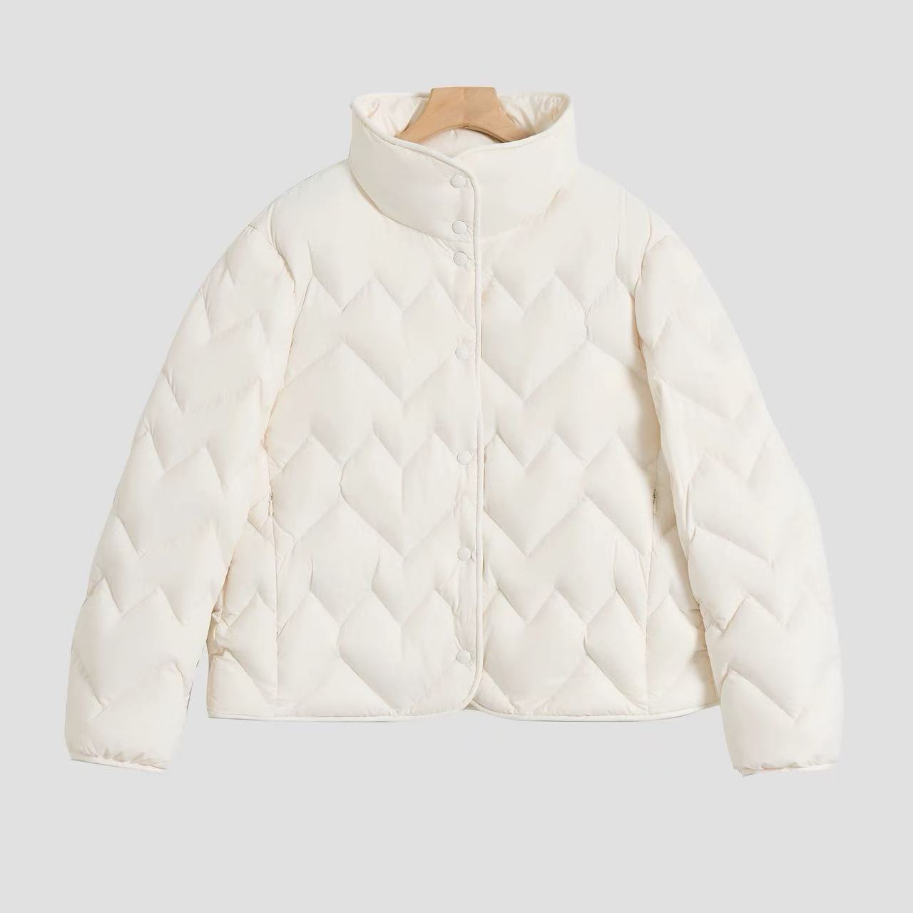 格纹羽绒服夹克外套女2025年冬季新款短 0111