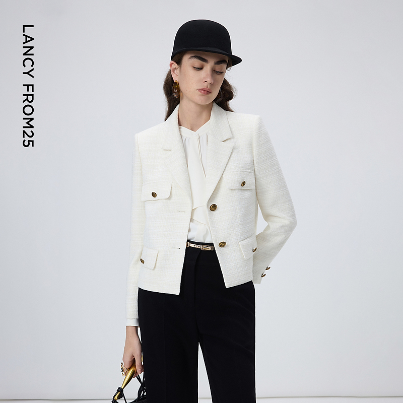 朗姿法式工装风口袋复古小香风夹克短外套长袖上衣春季新款