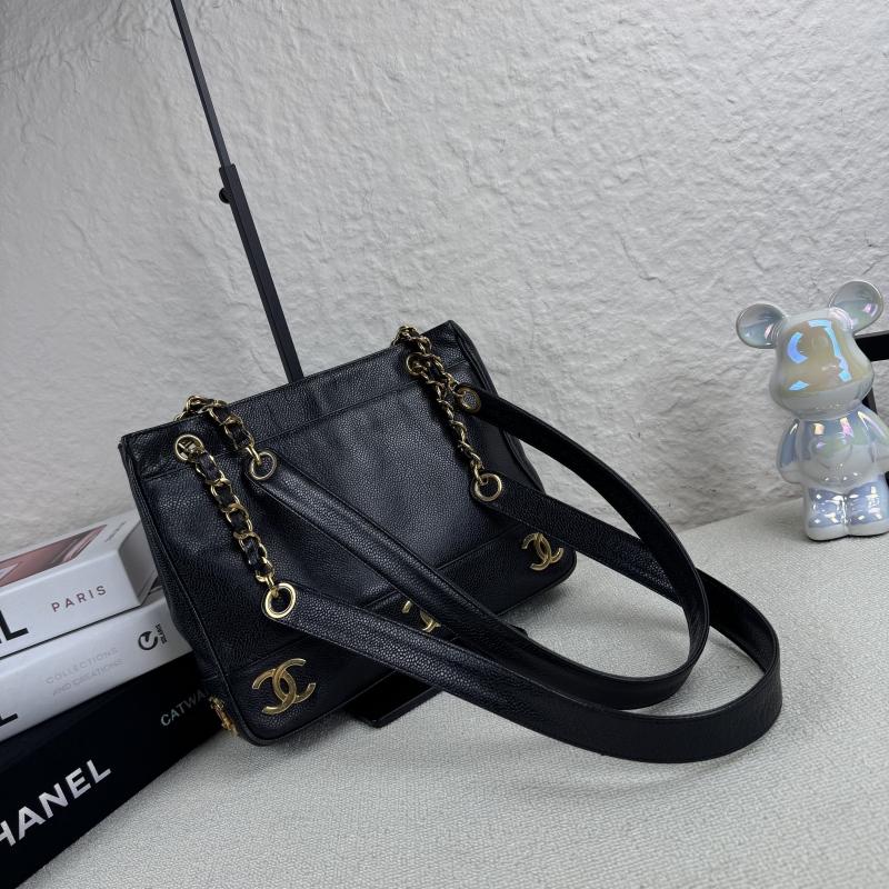 95新 Chanel/香奈儿 黑金中古8双c logo小号奶粉单肩包 长27 2开