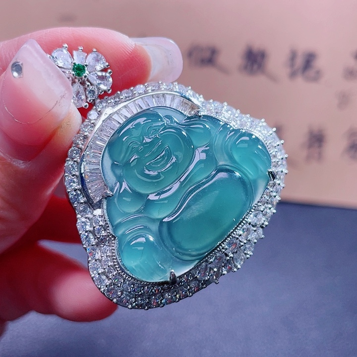 翡翠吊坠(不含链)银S925镶嵌